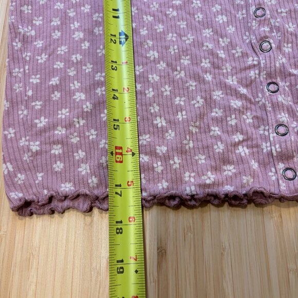 American Eagle Soft & Sexy Ribbed Cropped Y2K Baby T Shirt Medium Pink White - Picture 5 of 6